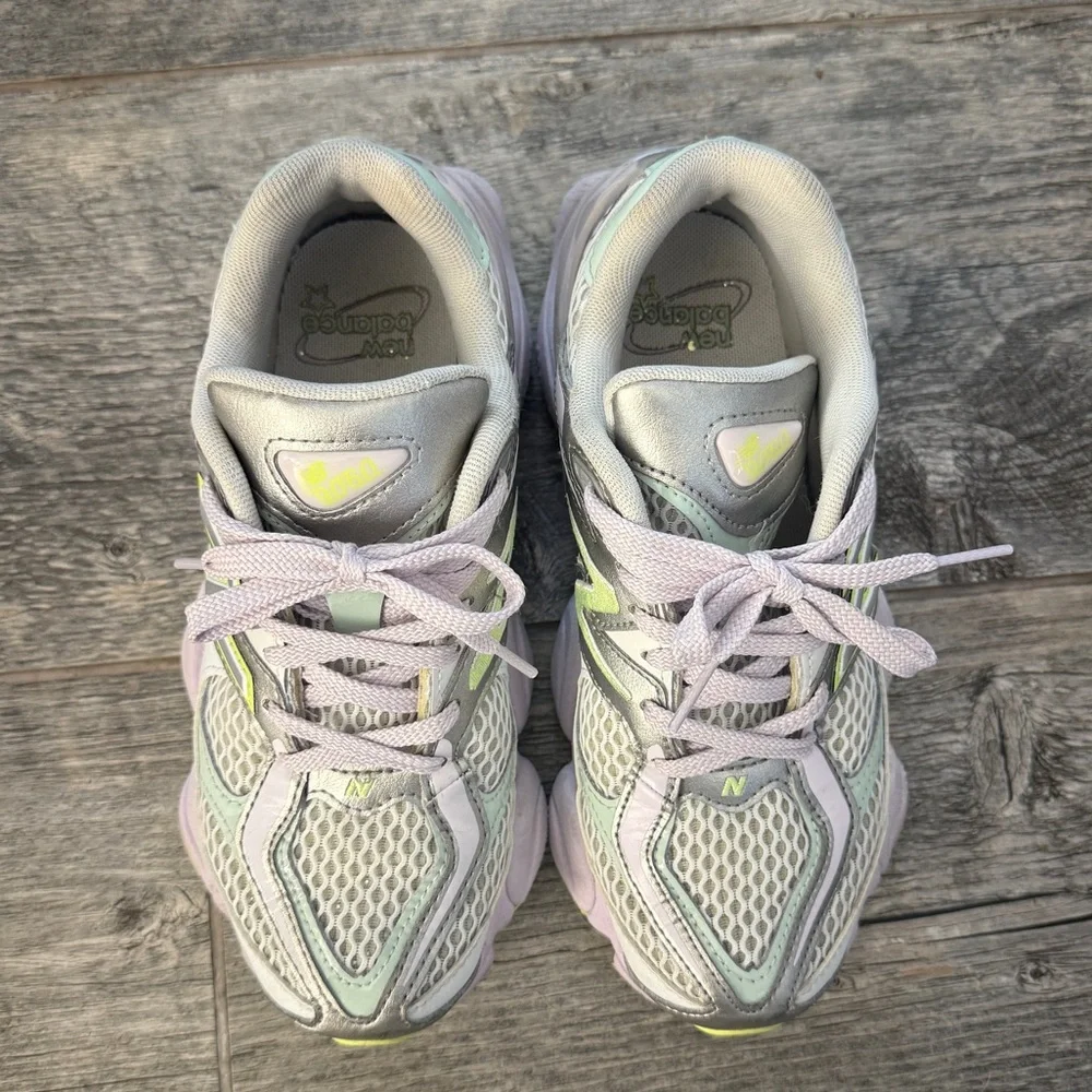 New Balance 9060 White and Taro Women's Sneakers - Picture 2 of 5